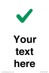 Custom plain background, green tick sign